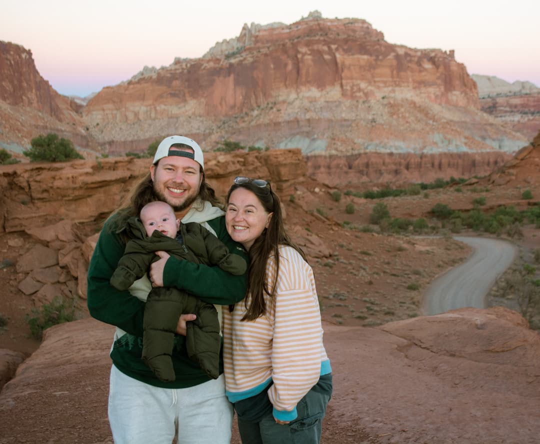 Parker, Madi and their baby boy at Capitol Reef